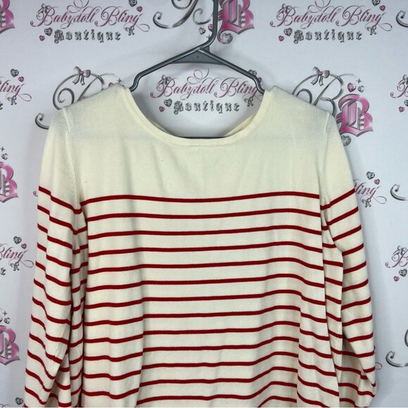 H&M sweater long sleeves stripes nautical Red and White Striped Blouse - Picture 3 of 7